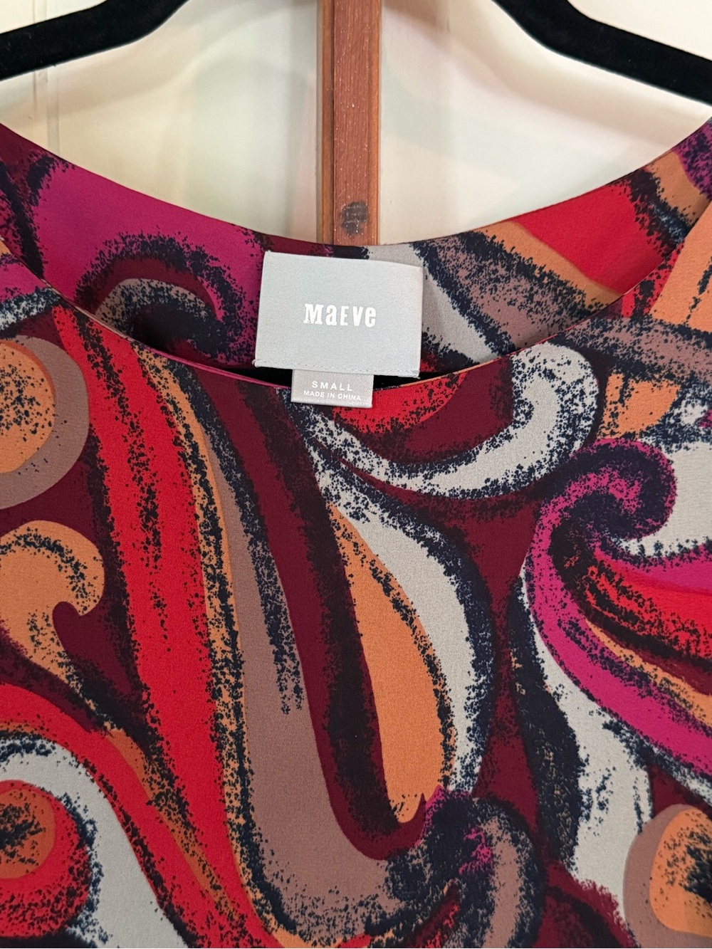 Anthropologie Maeve Bold 70s Flavia Swirl Print 3/4 SIeeve Mini Shift Dress - S - Picture 4 of 8